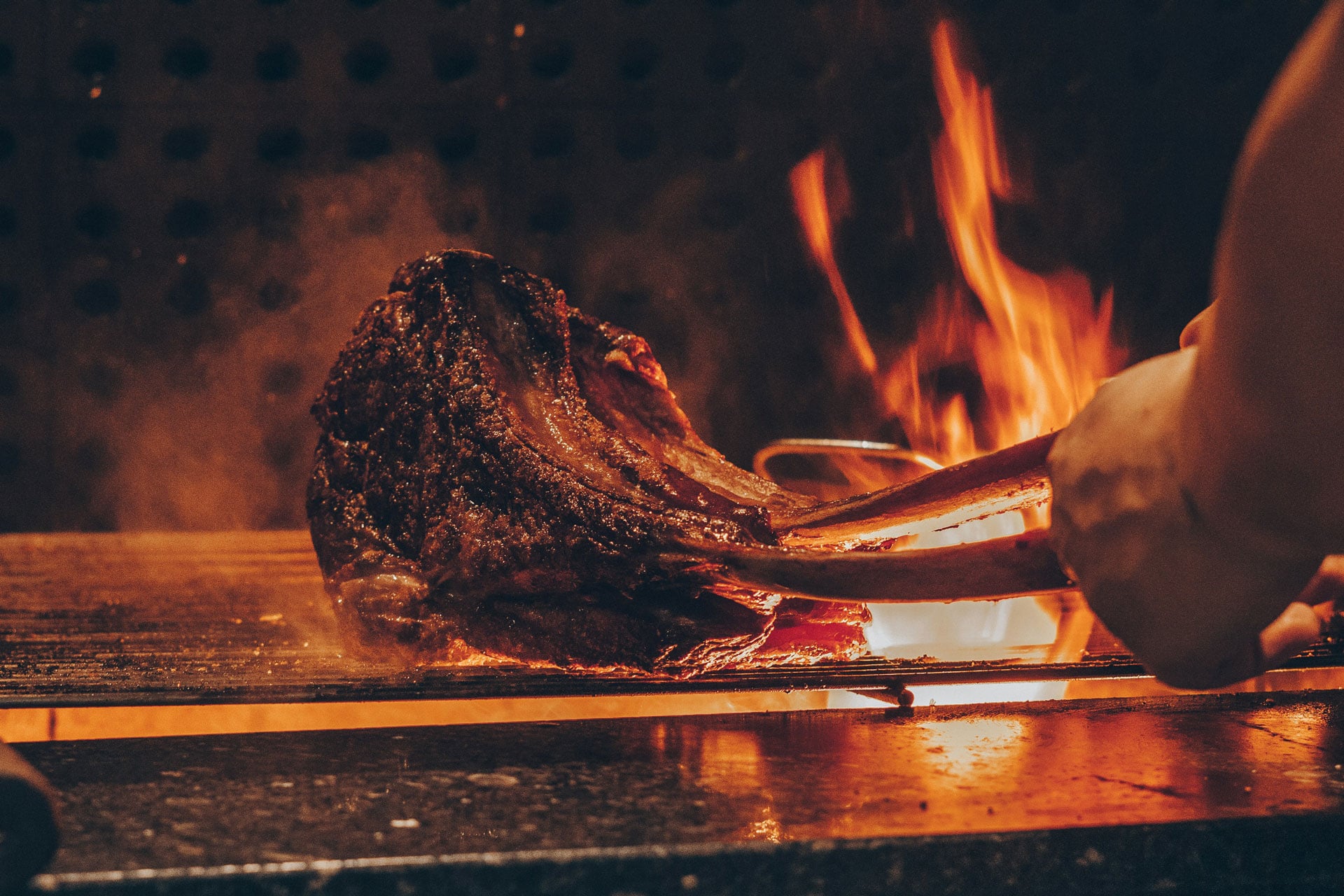 A beef rib roasting